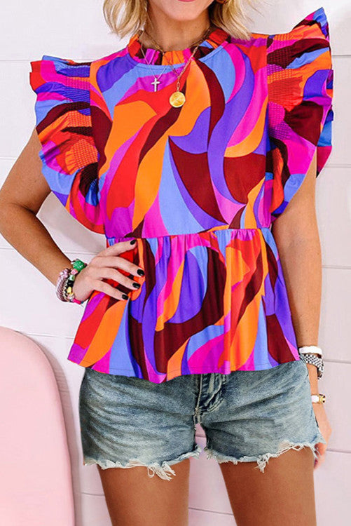 Abstract peplum blouse